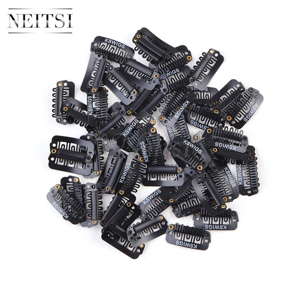 Neitsi 2.3cm U-Shape Snap Metal Clips Professional Hair Tools For DIY Clip In Hair Extensions 100pcs/lot Black#