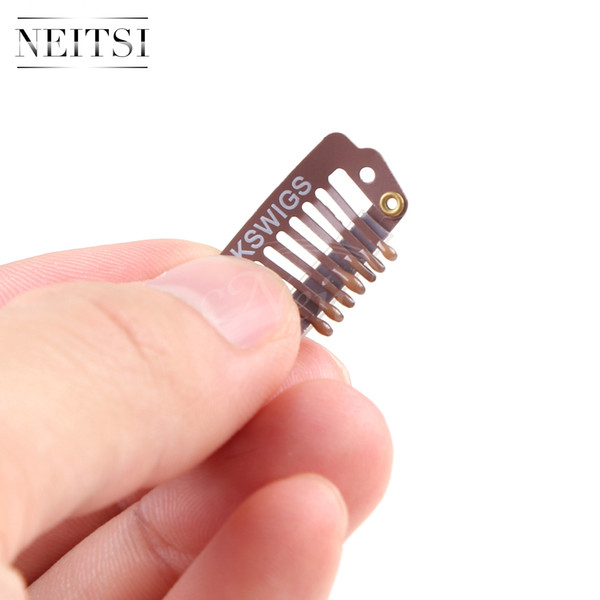 Neotsi Brown# 50pcs/lot Size(2.3cm & 2.8cm & 3.2cm Optional) Metal Hair Snap Clips I Snap Clips for Hair Extensions Hair Accessores & Tools