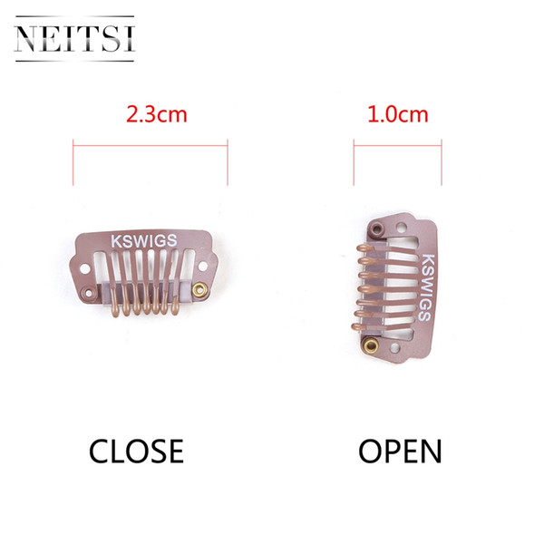 Neitsi 2.3cm I-Shape Metal Snap Clips Hair Tools For DIY Clip In Hair Extensions 50pcs/lot Brown#