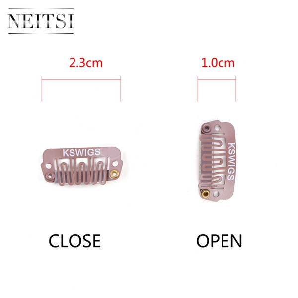 Neitsi Professional U-Shape Metal Snap Clips For DIY Clip In Hair Extensions 2.3cm 50pcs/lot Brown#