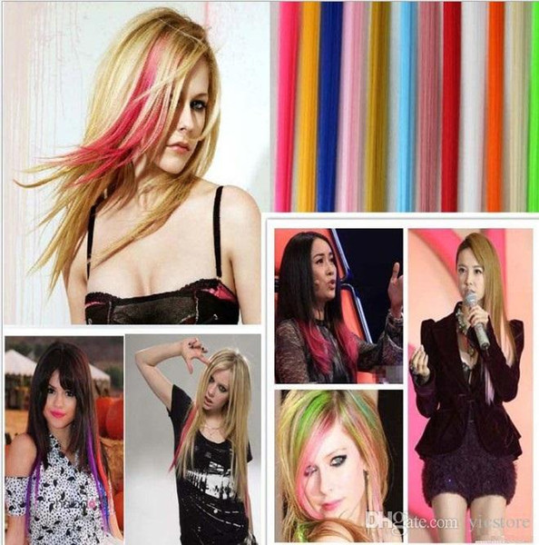 33colors Hot sale Colorful Popular Colored Hair Products Clip On In Hair Extensions free shipping 100pcs