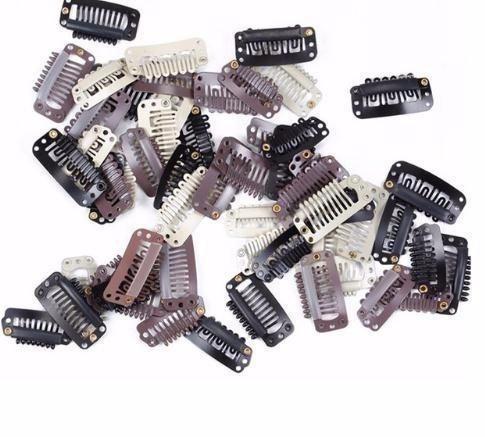 20pcs/lot U Shape And Wire Shape Snap Clips For Extensions Tool With Silicone Back Wig Clips In Weave Wig Accessory