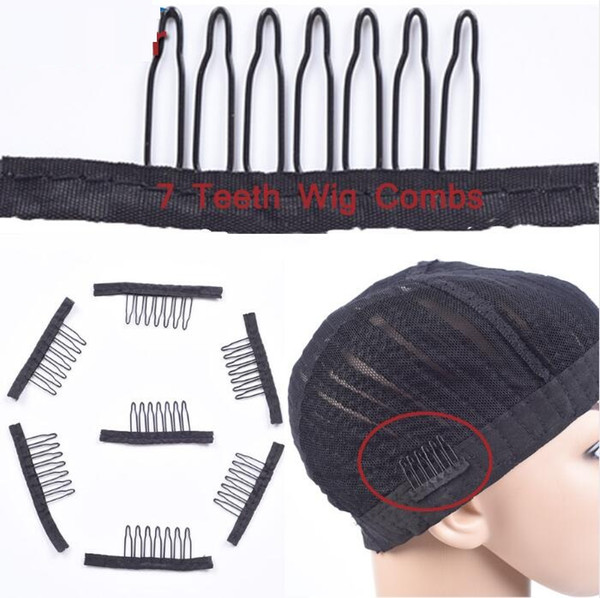 7 Theeth Stainless Steel Wig Combs For Wig Caps Wig Clips For Hair Extensions Strong Black Lace Hair Comb