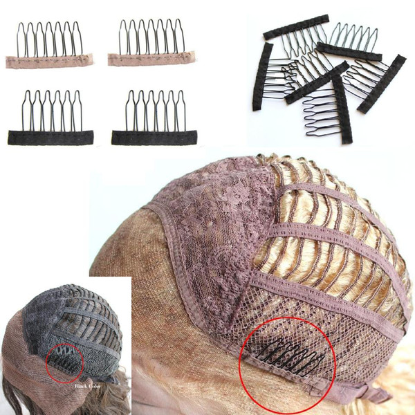 black brown 6teeth Wig combs Clips lace Attach Caps Wig Combs Insert Wig Clips hair extensions tools