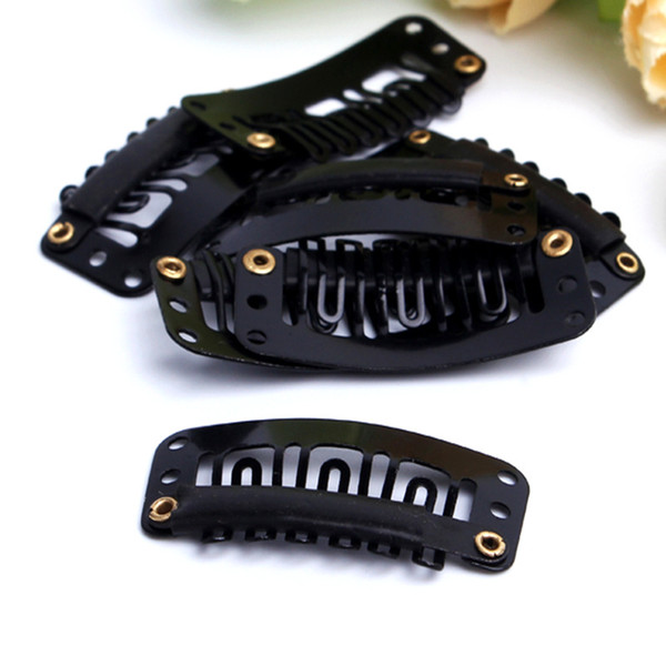 Hairpins 32mm Hair Extension Clips Black Brown silver beige Color Snap Clips for Hair Extension U Shape Wig Combs tool 