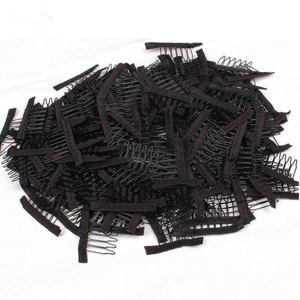 500pcs Brown Black Wig Combs For Making Wigs 6 Teeth Stainless Steel Hair Combs Clips Professional Hair Accessories Tools DHL 