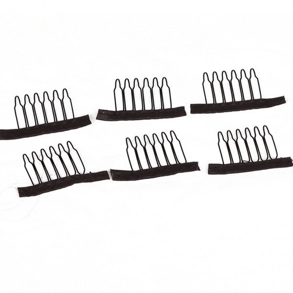 10pcs Wig Combs For Making Wigs 6 Teeth Brown Black Color Wig Clips Cheap Stainless Steel Hair Exensions Clips Tools Free Shipping