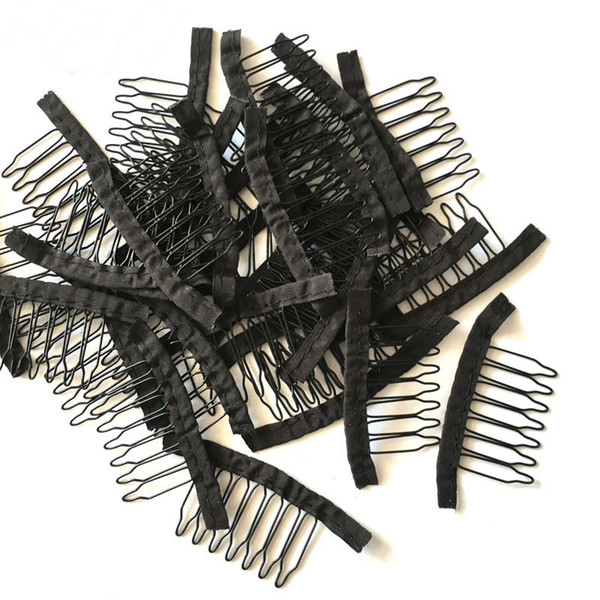 Wig Comb With Polyster Cloth 7 Teeth Wig Accessories 10-100Pcs Wholesale Black Lace Wig Clips