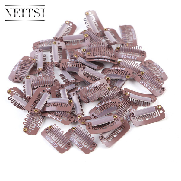 Neitsi Professional U Shape Metal Snap Clips For DIY Clip In Hair Extensions 2.3cm Brown# 100pcs/lot