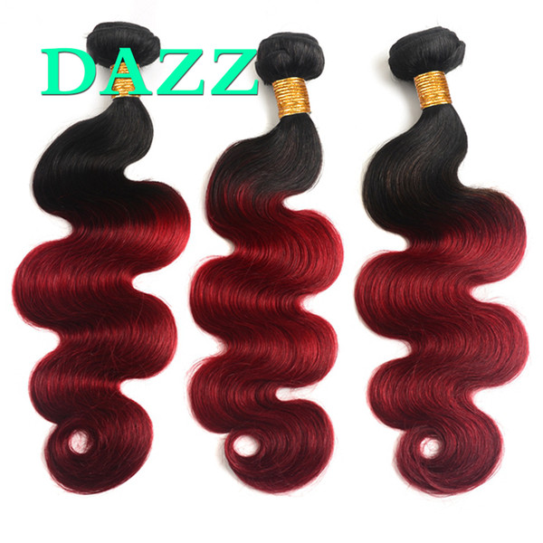 Ombre Color 1B 99J Brazilian Body Wave 3 Bundles Deals Brazilian Virgin Hair Weave Bundles 2 Tone Bleached Dyed Red Human Hair Extensions