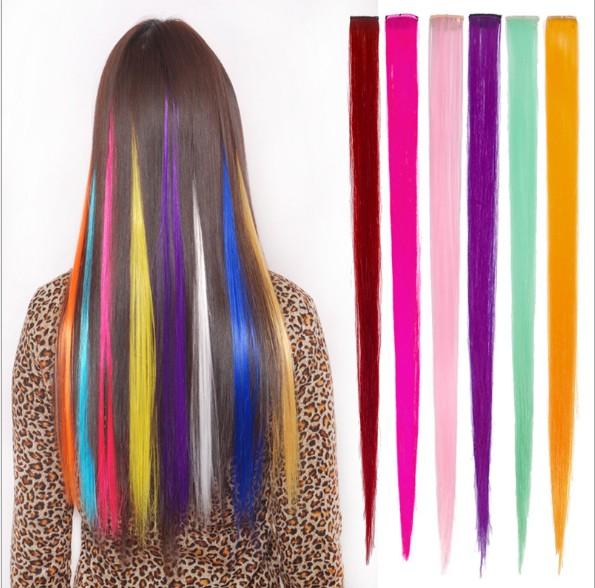 Colorful Popular Colored Hair Products hair Clips Fashion Popular Colored Synthetic Clip On In Hair accessories