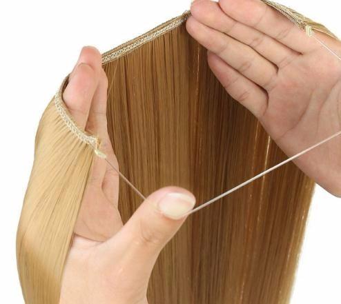 2019 Long Hair Pieces Synthetic Heat Resistant Fish Line No Clip In Hair Extensions Secret Invisible