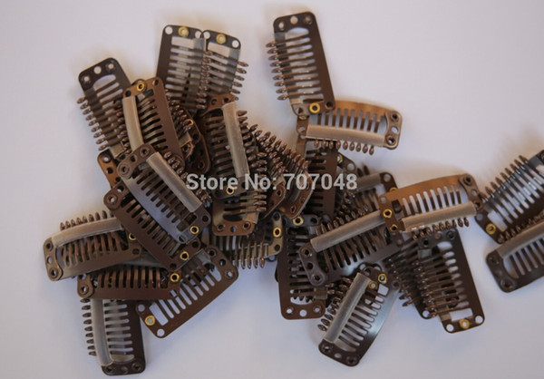 Wholesale Brown color hair clips 20pieces/lot Brown 9-teeth Large Hair Clips Wigs Clip hair extension clips hair clips