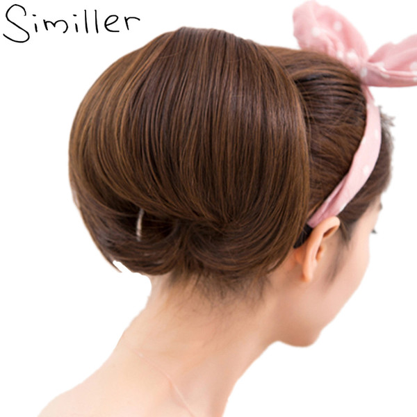 2019 Synthetic Hair Bun Curly Chignon Clip In Hairpiece Up Extensions Fake Hair Piece Accessoire Ombre Blonde Brown