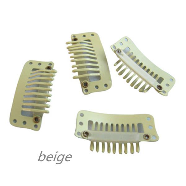 Beige Color Clip 3.2cm 9 teeth water drop metal clip Tools for hair extension weave 4 colors available,100pcs/lot