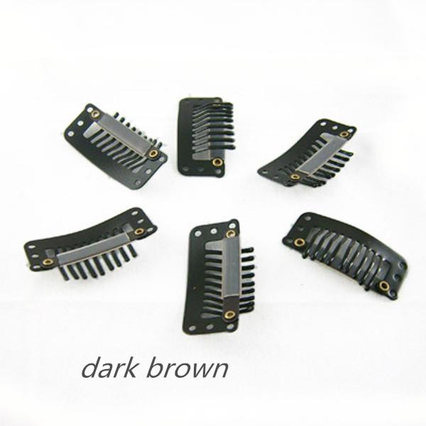 Dark Brown Color Clip 3.2cm 9 teeth water drop metal clip Tools for hair extension weave 4 colors available,100pcs/lot