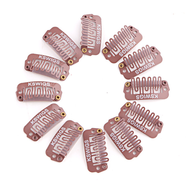 Brown# 20pcs/lot Size(2.3cm & 2.8cm & 3.2cm Optional) Metal Hair Snap Clips U Snap Clips for Hair Extensions Hair Accessores & Tools