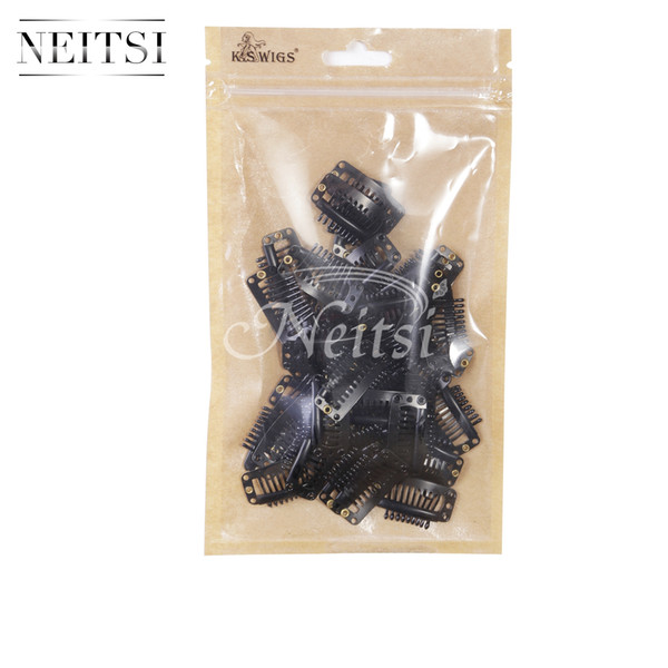 Neitsi High Quality 2.3cm/2.8cm/3.2cm Black# I Shape Metal Snap Clips For DIY Wig Weft Hair Extensions 100pc/lot