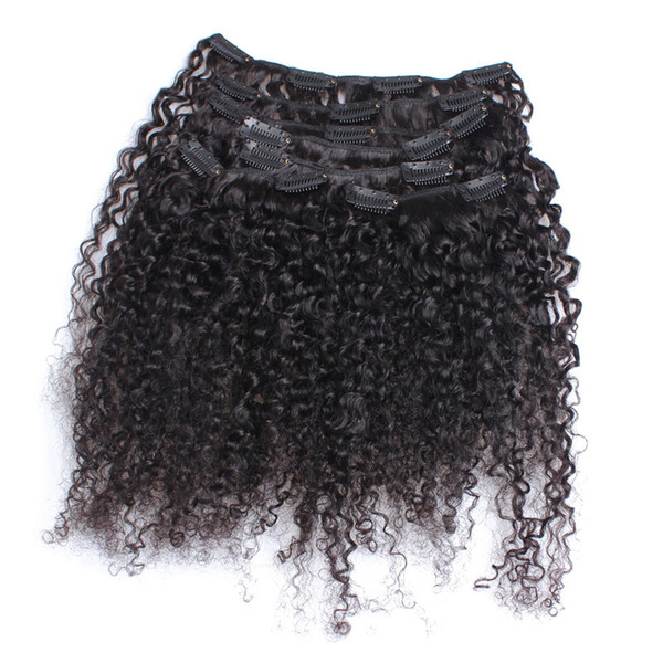 3b 3c Kinky Curly Clip In Human Hair Extensions 100% Natural 120g Brazilian Remy Hair 7pcs/set Full Head