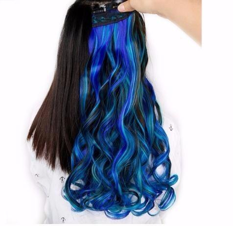 2019 High Temperature Synthetic Fiber 5 Clips In Hair Extensions For Black/white Women Mixed Color Pink/blue/green Haitstyles