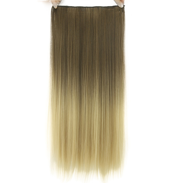 Soowee Long Straight Brown To Blonde Natural Color Women Ombre Hair High Tempreture Synthetic Hairpiece Clip In Extensions