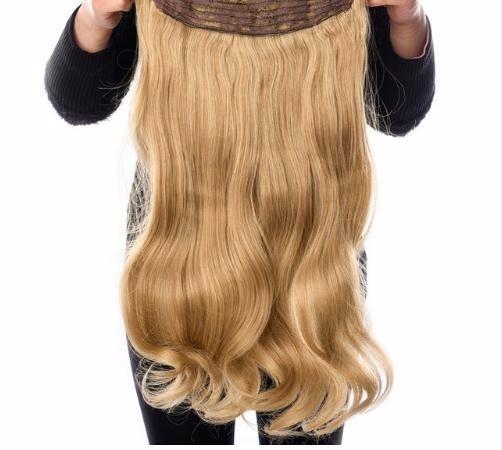 24 Inch Wavy Clip In Hair Extensions Blonde Silver Grey Synthetic Heat Resistant Fiber 19 Colors Available With 4 Clips