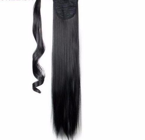 2019 Synthetic Hair Long Straight High Temperature Fiber Wrap Around Ponytail Extension 24inch 120g