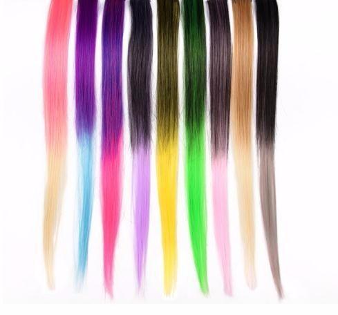 2019 Clip Extensions 18 Inch Long Hairpieces For Women False Hair With Clip Blonde Pink Rainbow Ombre And Pure