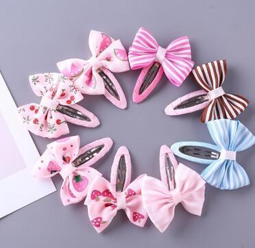 17 Children's printed color ribbon stripe bow hairpin girl hairpin clips jewelry