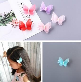 24 Children's fashion hairpin flash cloth butterfly hairpin bangs clip girl tiara hair accessories wholesale