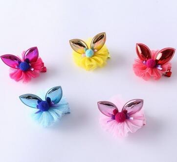 19 Children's mesh hairpin cute sweet rabbit ear hairpin tiara hair accessories jewelry wholesale