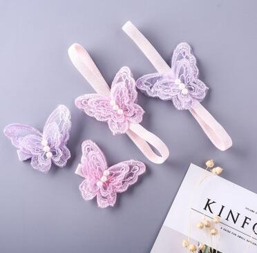 21 Factory direct children's soft lace butterfly hair band Fashion popular girl tiara headband wholesale