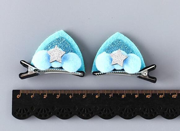 12 Best selling cat ears hair clips children's ball sequins cat ears tiara hair accessories card