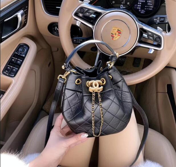 2019 New Fashion Brand Bags Chan‍el Mini Lingge Drawstring Bucket Bag Women Black Handbags Pu Leather Luxury Package Shoulder Bags