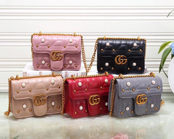 2019 Gucc‍i Brand Bags Pu Leather Women's Handbag Shoulder Bag Pearl Messenger Bags Clutch Package