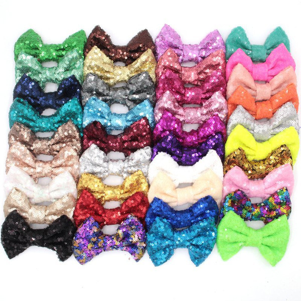 4Inch Sequin Big Bow DIY Headbands Accessories Baby Boutique Hair Bows without Alligator Clip for Girls 38colors choose