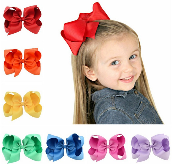 6 Inch Baby Girl Children hair bow boutique Grosgrain ribbon clip hairbow Large Bowknot Pinwheel Hairpins Hair Accessories decoration Q