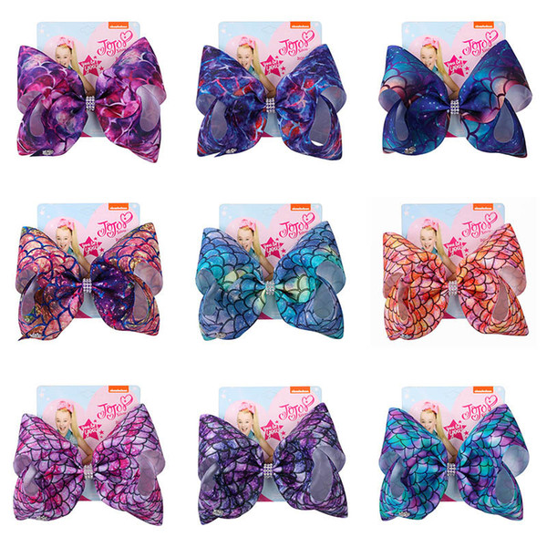 8inch Mermaid jojo siwa bows baby hair bows designer large Girls Hair Clips kids Hairclips Childrens Barrettes Hair Accessories A2985