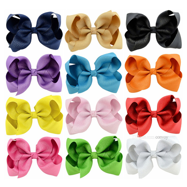 Fashion Baby hairclips Ribbon Bow Hairpin Clips Girls solid Bowknot Barrette Kids Hair Boutique Bows Children Hair Accessories KFJ183