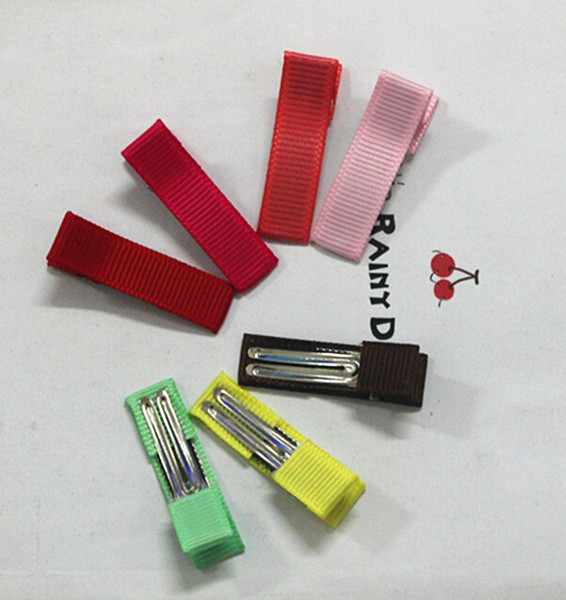 50pcs 35mm mini girl Ribbon Hair Bows Clip double Prong Ribbon Lined Alligator Hair Clip Hair Accessories FJ3203