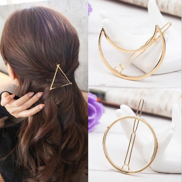 Fashion hair accessories simple geometric patterns hair clips jewelry simple hair card headband moon circle girls holder