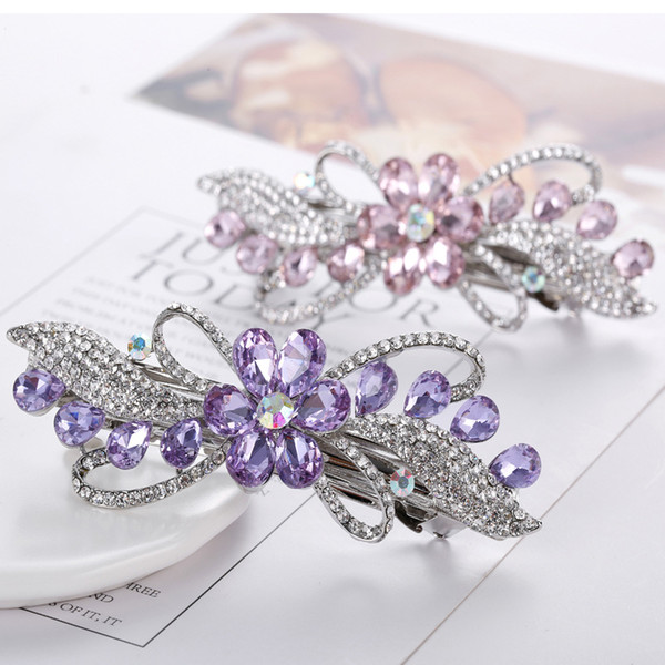 Ms alloy diamond crystal bowknot hairpin diamond spring clip hairpin hair chips