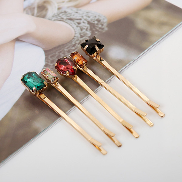 Set of 5 European and American Jewelry Imitation Diamonds Hairpin Side Clip Side Clip for DIY Hair Accessories