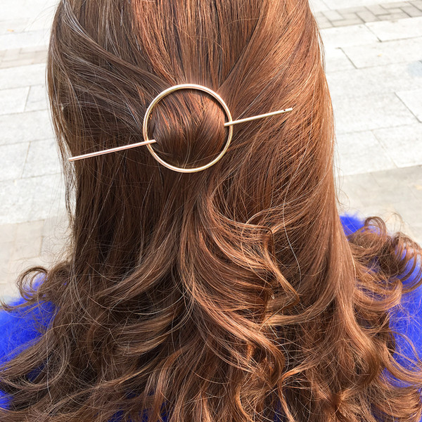 Minimalist Gold Hair Accessories Brass Hair Clip Round Barrette HairPin Gold Hair Slide Geometric Simple HairClips For Women