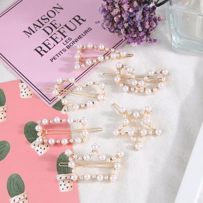 2019 Ins Fashion Hair Clips Pearl Metal Geometric Irregular Gold Barrettes Hair Pin boutique for girls barrettes Women Hair Accessories