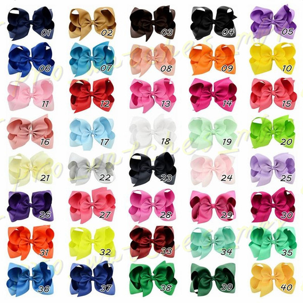 40 Colors 6 Inch Fashion Baby Ribbon Bow Hairpin Clips Girls Large Bowknot Barrette Kids Hair Boutique Bows Children Hair Accessorie H0087