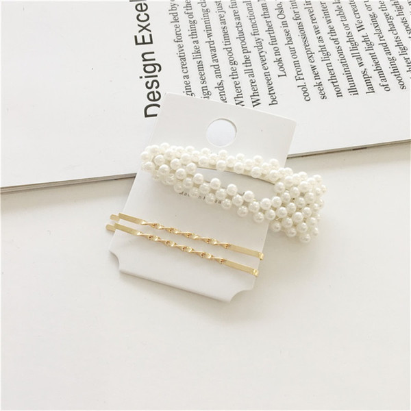 Hottest Gold Metal Minimalist Geometric Irregular Hair Clips Imitination Pearl Hairpins Barrette Hairgrip Hair Styling Accessories