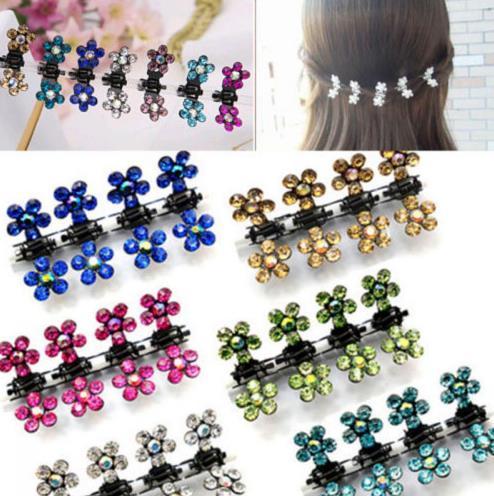 12 Pcs/Set Fashion Women Hairpins Crystal Flower Mini Barrettes Hair Claw Clamp Hair Clip Girls hair accessories 2017 Hot Sale