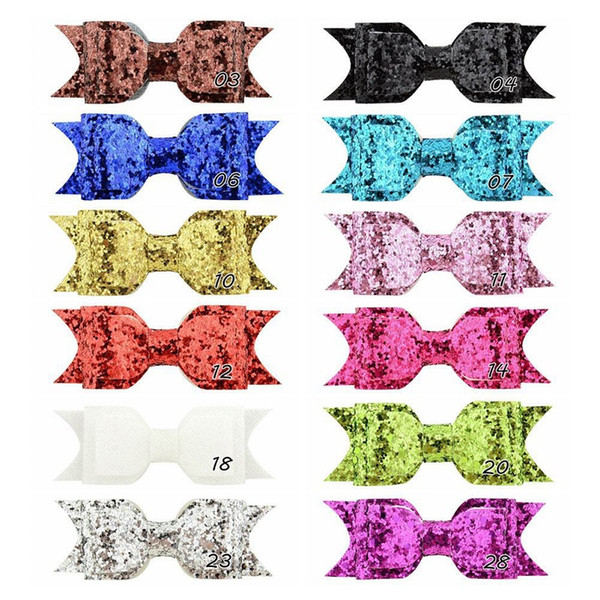 Hot Baby Girls Bow Clips Glitter Barrettes Children Bow with Hair alligator clips Shining Bowknot Hairpins Kids Infants Hair Accessories