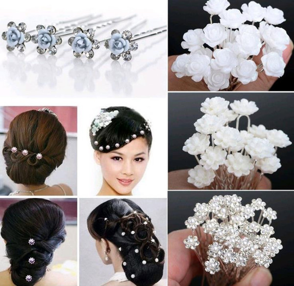 40PCS Wedding Bridal Pearl Hair Pins Flower Crystal Hair Clips Bridesmaid Hair Accessories 5 Styles U Pick